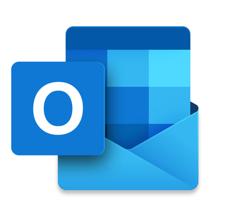 Outlook blauwe envelop met een witte O